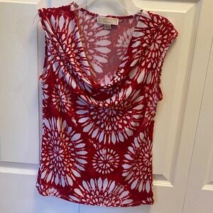 Michael Kors Red and White Patterned Blouse